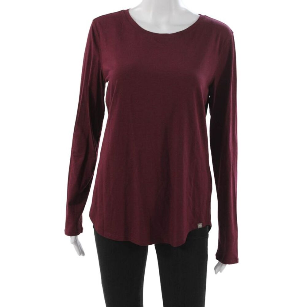 Roots Womens Basic Long Sleeve T-Shirt Red Round Neck Size M